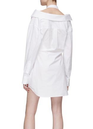Back View - Click To Enlarge - T BY ALEXANDER WANG - HALTERNECK OFF SHOULDER FITTED SHIRTDRESS