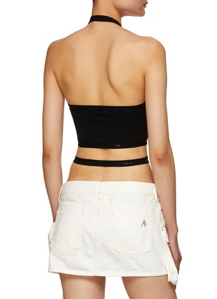 Back View - Click To Enlarge - T BY ALEXANDER WANG - Criss Cross Logo Elasticated Trim Halter Top