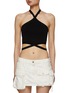 Main View - Click To Enlarge - T BY ALEXANDER WANG - Criss Cross Logo Elasticated Trim Halter Top