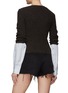 Back View - Click To Enlarge - T BY ALEXANDER WANG - Compact Cotton Cuff Wool-Blend Ribbed Cardigan