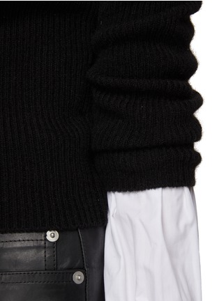  - T BY ALEXANDER WANG - Compact Cotton Cuff Wool-Blend Ribbed Crewneck Pullover
