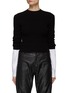 Main View - Click To Enlarge - T BY ALEXANDER WANG - Compact Cotton Cuff Wool-Blend Ribbed Crewneck Pullover