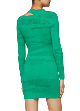 Back View - Click To Enlarge - HEURUEH - ‘LONG ISLAND’ ASYMMETRIC NECKLINE CUTOUT KNIT DRESS