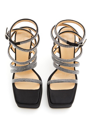 Detail View - Click To Enlarge - MACH & MACH - ‘Sydney’ Crystal Embellished Ankle Strap Satin Platform Sandals