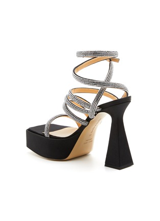  - MACH & MACH - ‘Sydney’ Crystal Embellished Ankle Strap Satin Platform Sandals