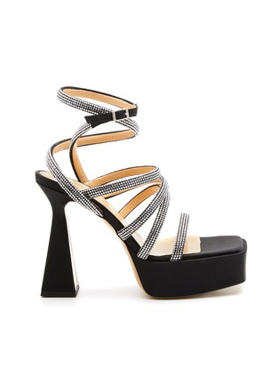 Main View - Click To Enlarge - MACH & MACH - ‘Sydney’ Crystal Embellished Ankle Strap Satin Platform Sandals