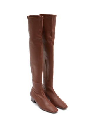 Detail View - Click To Enlarge - BY FAR - ‘COLETTE’ SQUARE TOE STRETCH LEATHER OVER THE KNEE BOOTS