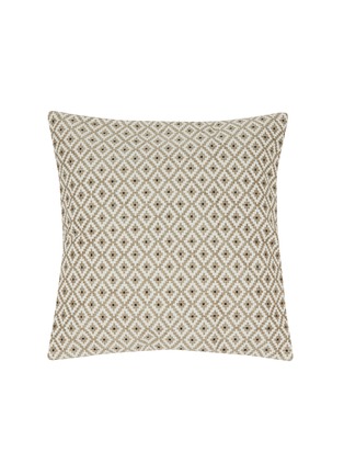 Main View - Click To Enlarge - FRETTE - Luxury Domino Cushion Cover — Natural/Umber Brown