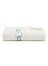 Main View - Click To Enlarge - FRETTE - Links Embroidery Cotton Terry Bath Sheet − Savage Beige/Lagoon