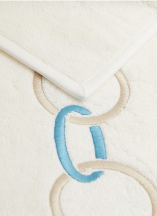 Detail View - Click To Enlarge - FRETTE - Links Embroidery Cotton Terry Hand Towel — Savage Beige/Lagoon