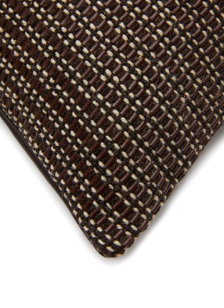 Detail View - Click To Enlarge - FRETTE - Lux Intreccio Leather Cushion Cover − Umber Brown