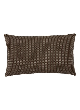 Main View - Click To Enlarge - FRETTE - Lux Intreccio Leather Cushion Cover − Umber Brown