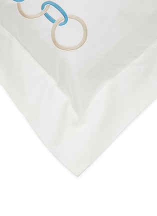 Detail View - Click To Enlarge - FRETTE - Links Embroidery Pillowcase — Savage Beige/Lagoon
