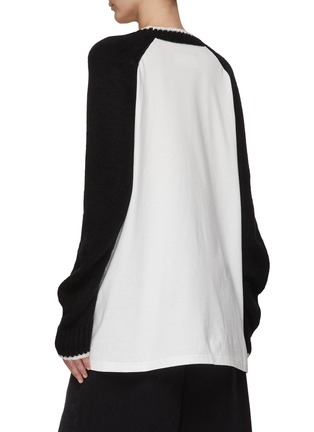 Back View - Click To Enlarge - MM6 MAISON MARGIELA - NUMBER 6 LOGO INTARSIA SCOOP NECK LONG SLEEVE KNIT SWEATER