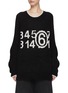 Main View - Click To Enlarge - MM6 MAISON MARGIELA - NUMBER 6 LOGO INTARSIA SCOOP NECK LONG SLEEVE KNIT SWEATER