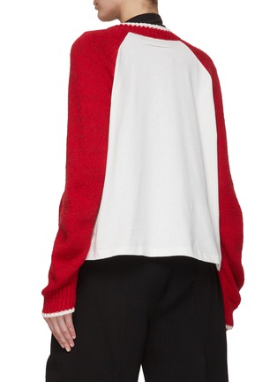 Back View - Click To Enlarge - MM6 MAISON MARGIELA - NUMBER 6 LOGO INTARSIA SCOOP NECK KNIT CARDIGAN