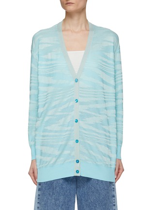 Main View - Click To Enlarge - MISSONI - Long Sleeve Space Dyed V-Neck Jacquard Cardigan