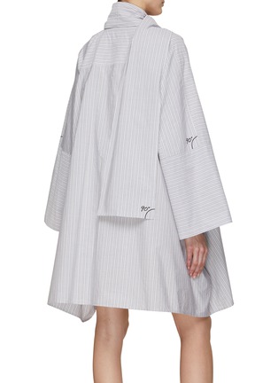 Back View - Click To Enlarge - MM6 MAISON MARGIELA - Stirped Button Up Scarf Shirt Dress