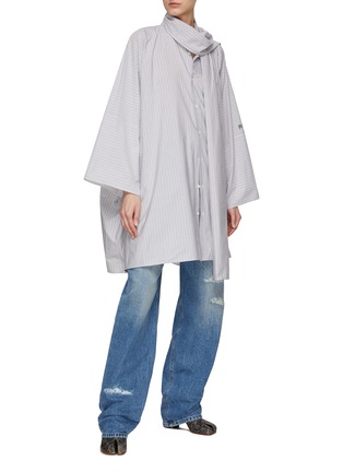 Figure View - Click To Enlarge - MM6 MAISON MARGIELA - Stirped Button Up Scarf Shirt Dress
