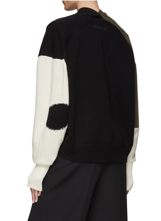 Back View - Click To Enlarge - MM6 MAISON MARGIELA - Long Sleeve Contrasting Colou Button Up Cardigan