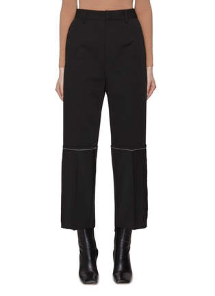 Main View - Click To Enlarge - MM6 MAISON MARGIELA - Flat Front Inverted Panel Contrast Stitch Raw Hem Pants