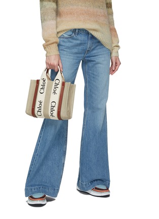 Front View - Click To Enlarge - CHLOÉ - SMALL ‘WOODY’ ECO CANVAS TOTE BAG