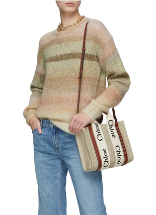 Figure View - Click To Enlarge - CHLOÉ - SMALL ‘WOODY’ ECO CANVAS TOTE BAG