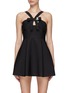 Main View - Click To Enlarge - MING MA - 2 WAY EMBROIDERED BOW DETAIL A-LINE MINI DRESS
