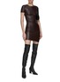 Figure View - Click To Enlarge - HELMUT LANG - SHORT SLEEVE TWIST FAUX LETHER DRESS