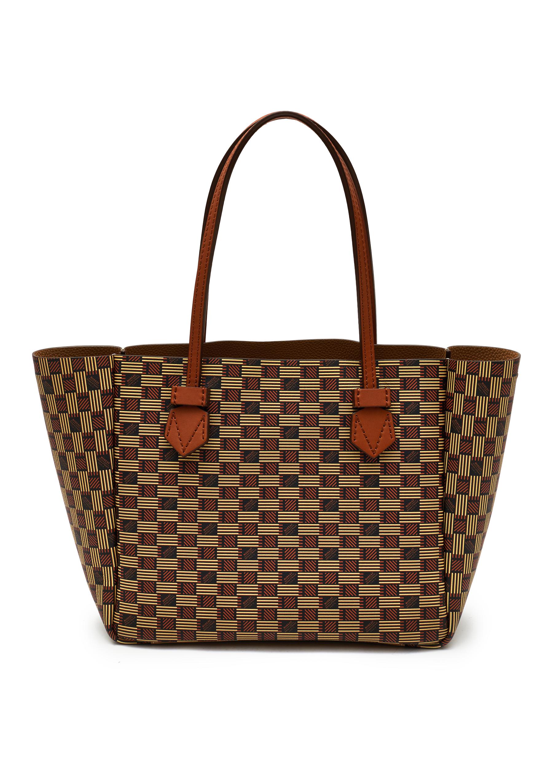 Moreau 'vincennes' Printed Leather Small Tote Bag In Brown