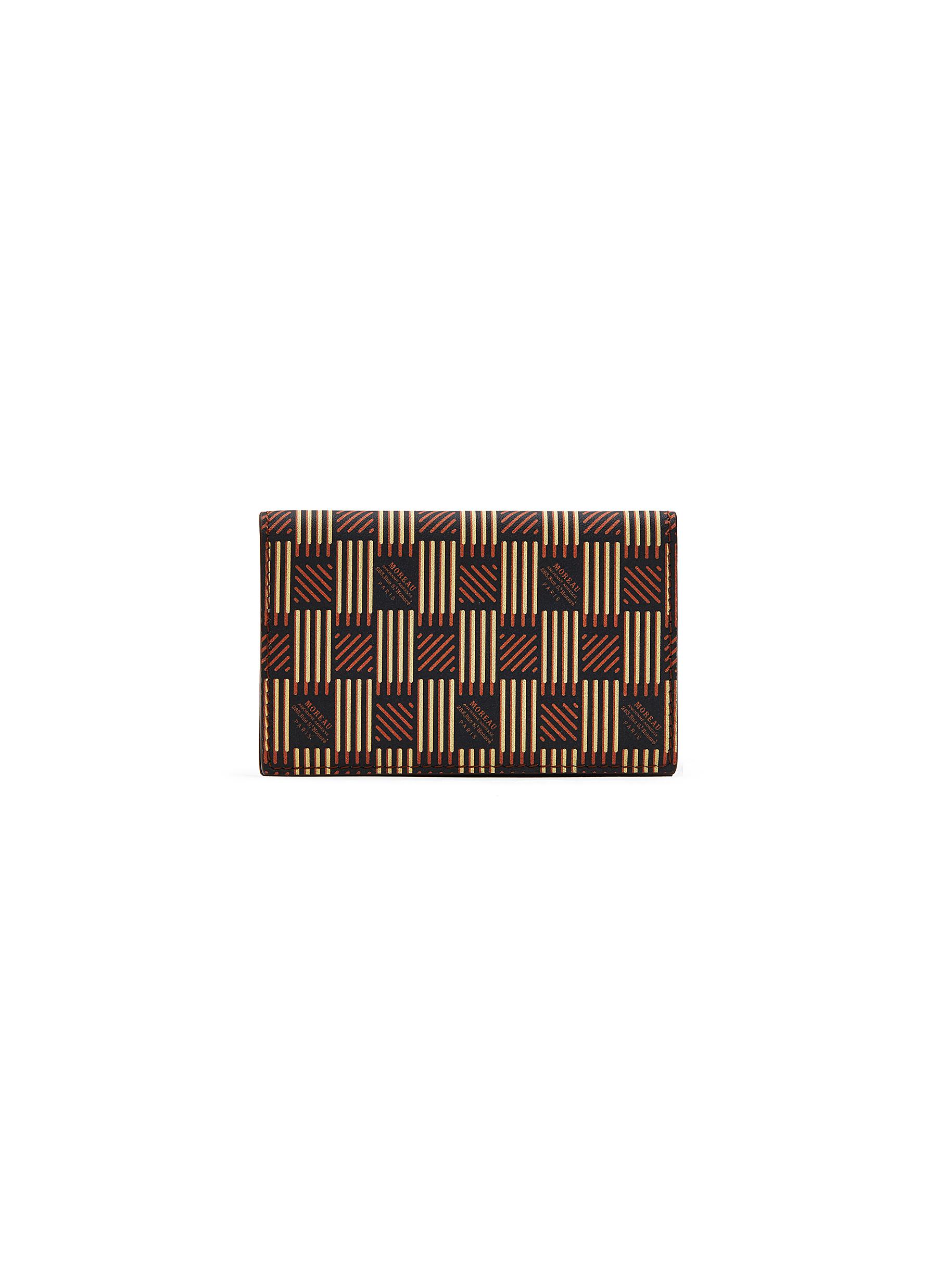 Moreau 'porte Carte' Printed Leather Pliant Card Holder In Brown