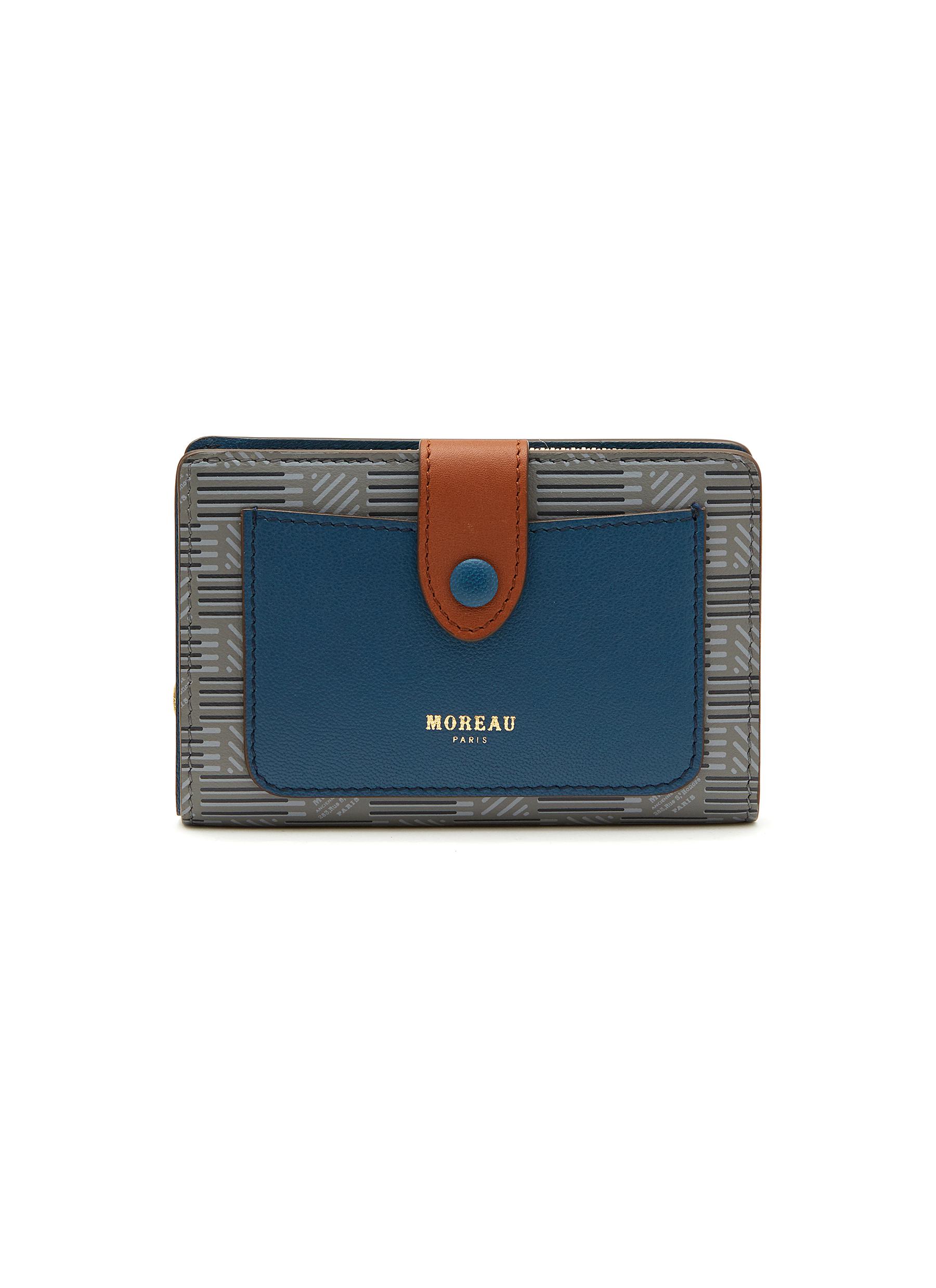 Moreau Printed Leather Bifold Wallet In Blue