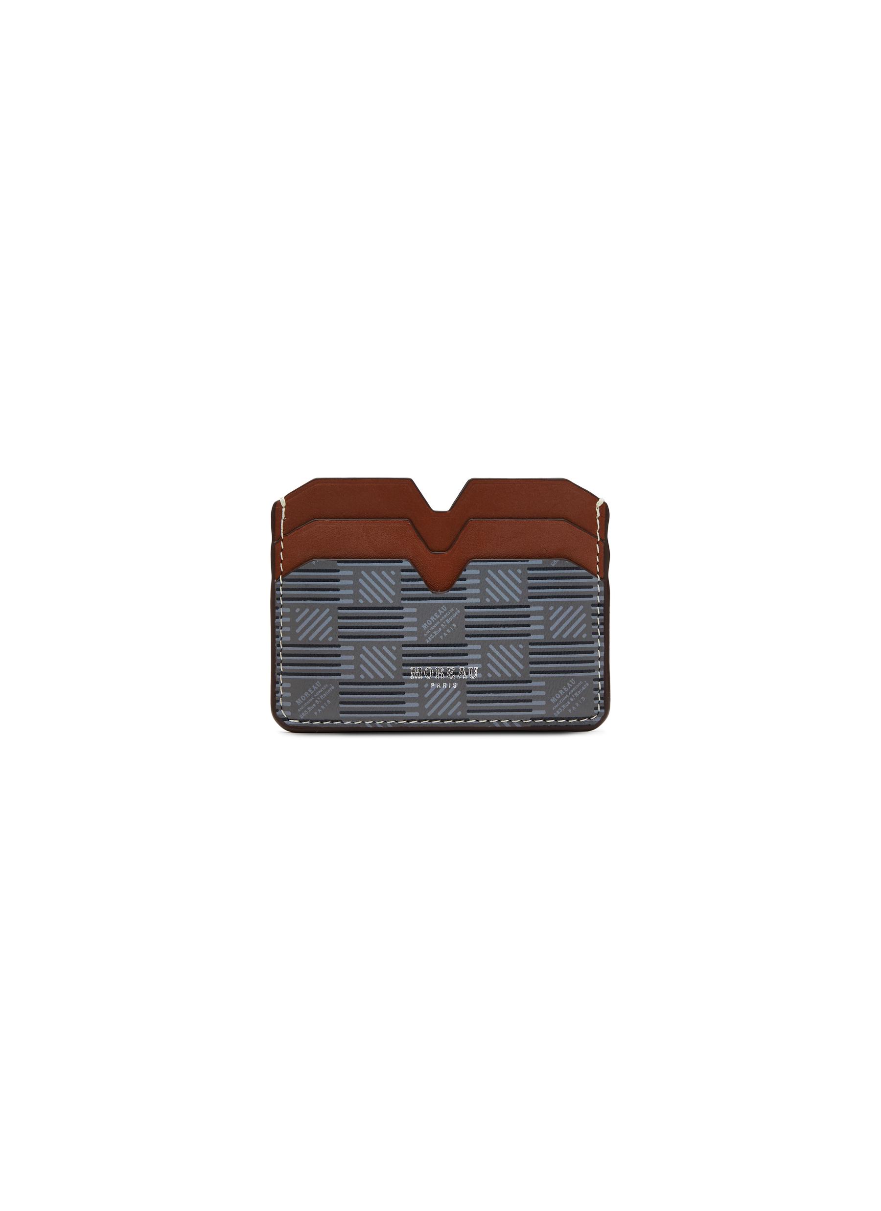 Moreau 'porte Carte' Printed Leather Card Holder In Brown