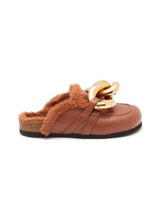 Main View - Click To Enlarge - JW ANDERSON - Flat Chain Faux Fur Lining Leather Sandals
