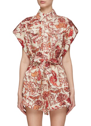 Main View - Click To Enlarge - ZIMMERMANN - ‘VITALI’ CAP SLEEVE ROLLED CUFF PLAYSUIT