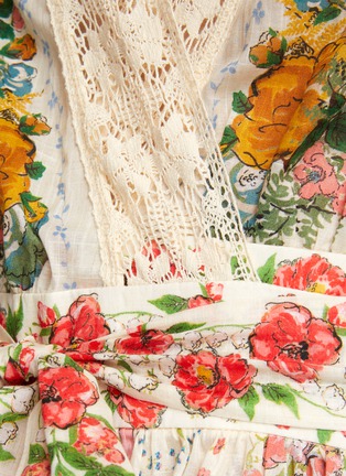  - ZIMMERMANN - Lace Trimmed Floral Print Mini Wrap Dress