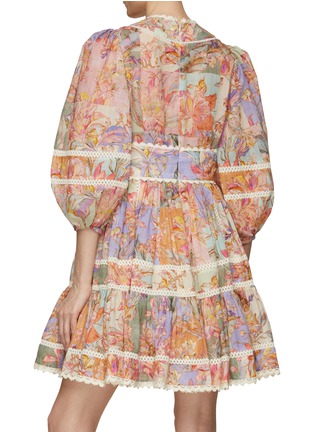 Back View - Click To Enlarge - ZIMMERMANN - ‘Cira’ Lace Trim Floral Print Mini Dress
