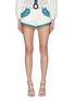 Main View - Click To Enlarge - ZIMMERMANN - ‘TIGGY’ BELTED CRYSTAL EMBELLISHED BUCKLE PAISLEY EMBROIDERED APPLIQUÉ SHORTS