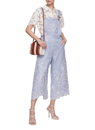 Figure View - Click To Enlarge - ZIMMERMANN - ‘CLOVER’ EYELET EMBROIDERY OVERALLS