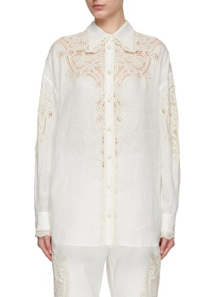 Main View - Click To Enlarge - ZIMMERMANN - ‘LAUREL’ BUTTON UP EMBROIDERED SHIRT