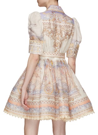Back View - Click To Enlarge - ZIMMERMANN - Belted Classical Print Mini Shirt Dress