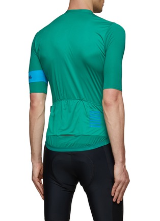 Back View - Click To Enlarge - RAPHA - ‘Pro Team’ Branded Sleeve Stripe Gridded Zip-Up T-Shirt