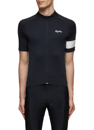 Main View - Click To Enlarge - RAPHA - ‘Core’ Contrasting Sleeve Stripe Chest Logo Zip-Up T-Shirt