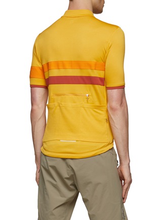 Back View - Click To Enlarge - RAPHA - ‘Brevet’ Double Stripe Back Pocket Mock Neck Zip-Up T-Shirt
