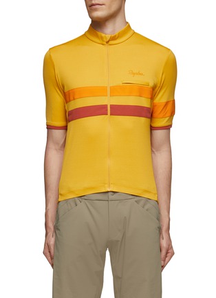 Main View - Click To Enlarge - RAPHA - ‘Brevet’ Double Stripe Back Pocket Mock Neck Zip-Up T-Shirt