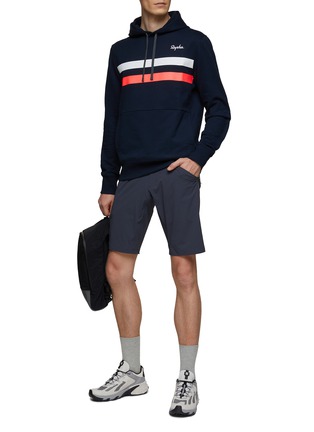 Figure View - Click To Enlarge - RAPHA - ‘Brevet’ Double Stripe Reflective Logo Cotton Drawstring Hoodie