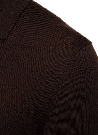  - EQUIL - LONG SLEEVE BUTTONLESS SPREAD COLLAR JERSEY WOOL POLO SHIRT