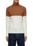 Main View - Click To Enlarge - EQUIL - LONG SLEEVE TURTLENECK CABLE COLOR BLOCK WOOL PULLOVER