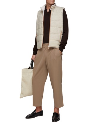 Figure View - Click To Enlarge - EQUIL - ZIP FRONT BUTTONED MOCK COLLAR ZIP POCKET QUILTED VEST