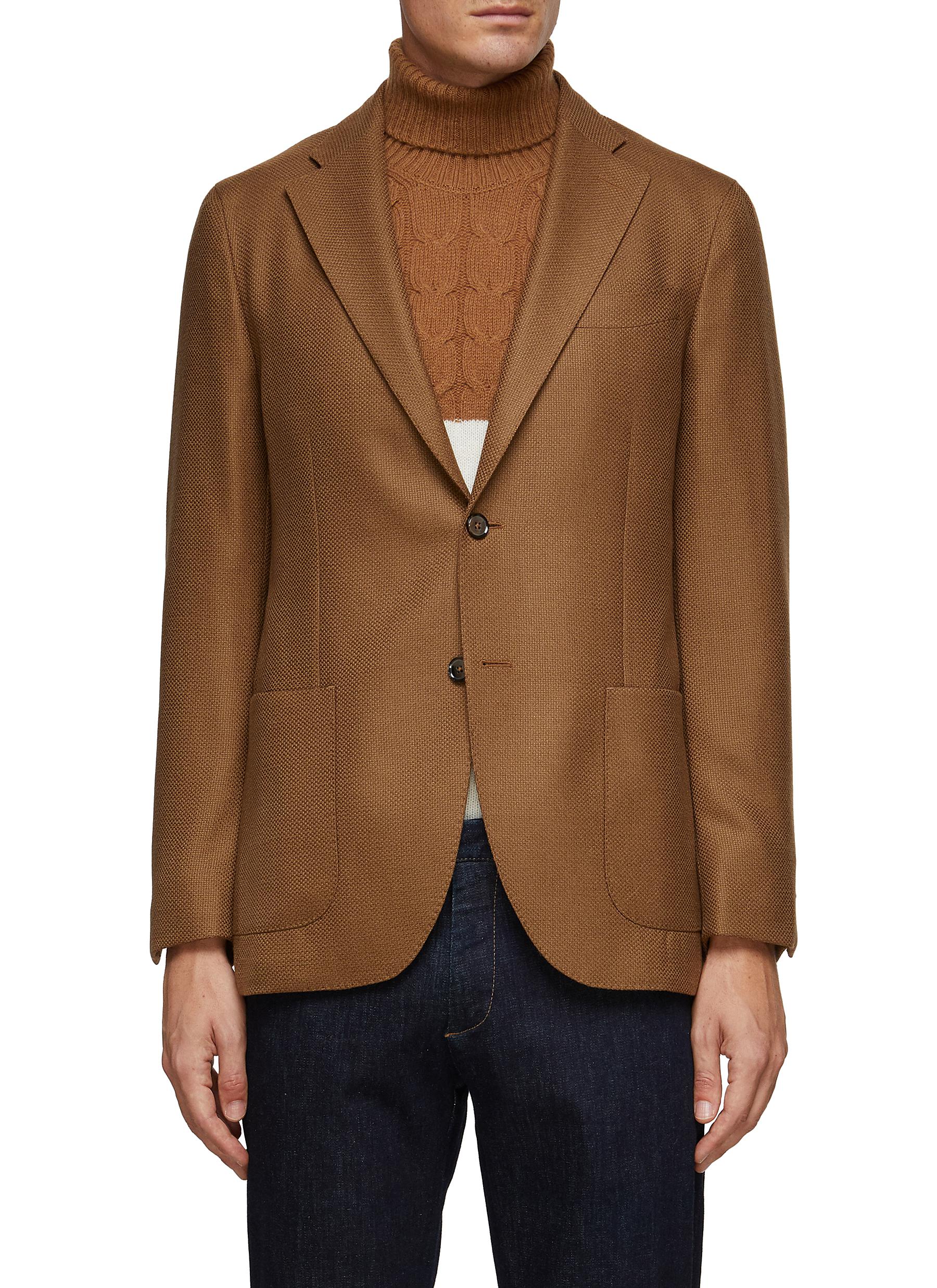 Equil Wool Knit Single Breasted Blazer In Brown